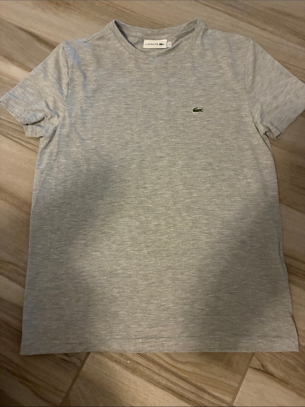 Lacoste Short Sleeve Crew Tee in Heather Gray with Green Logo